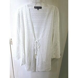 NWOT Charmosa L Open Front Mesh Kimono Swim Cover-Up White 125599